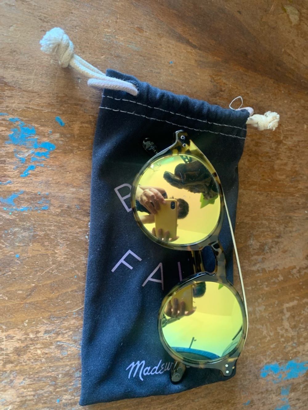 Madewell Sunglasses with Yellow Mirrored Lenses
